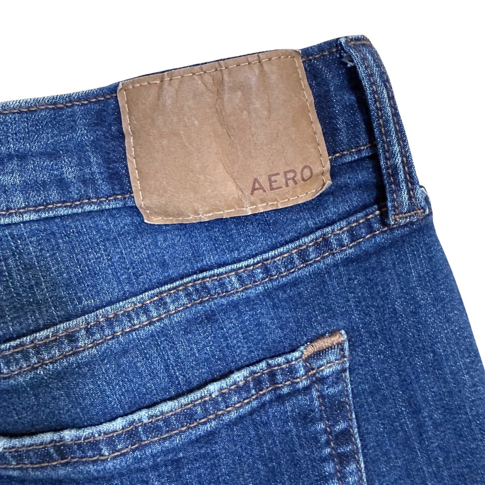 Aeropostale Slim Fit Men Jeans Dark Wash Distressed Denim Size 32x30